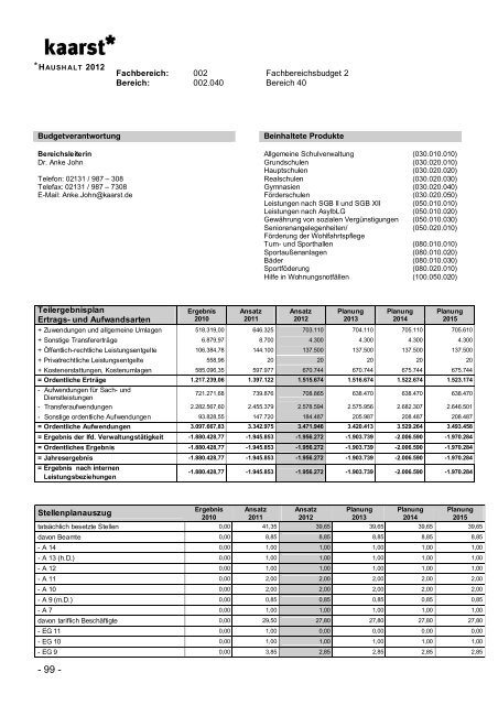 Produktbuch 2012 - Stadt Kaarst