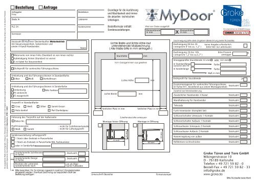 Bestellformular Mydoor - Groke Türen und Tore GmbH