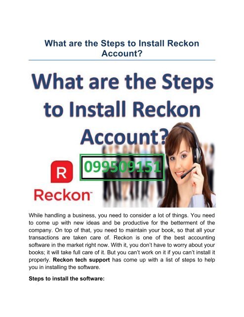 Steps to Install Reckon Account