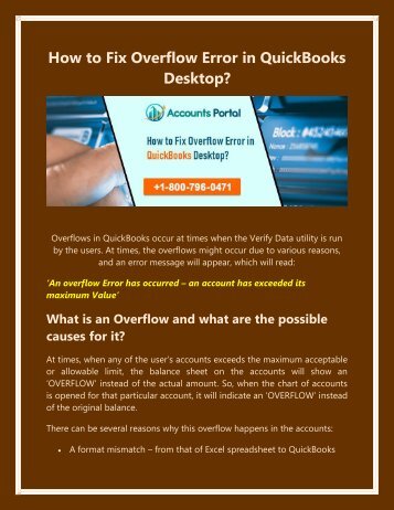 1800-796-0471: How to Fix Overflow Error in QuickBooks Desktop?