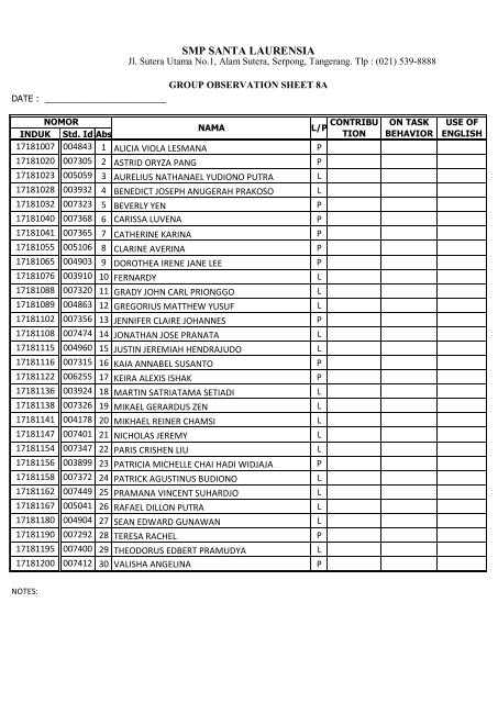 GROUP OBSERVATION JOURNAL 8