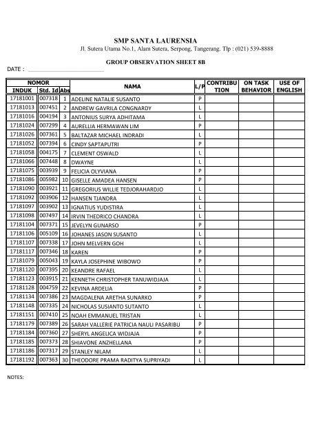 GROUP OBSERVATION JOURNAL 8