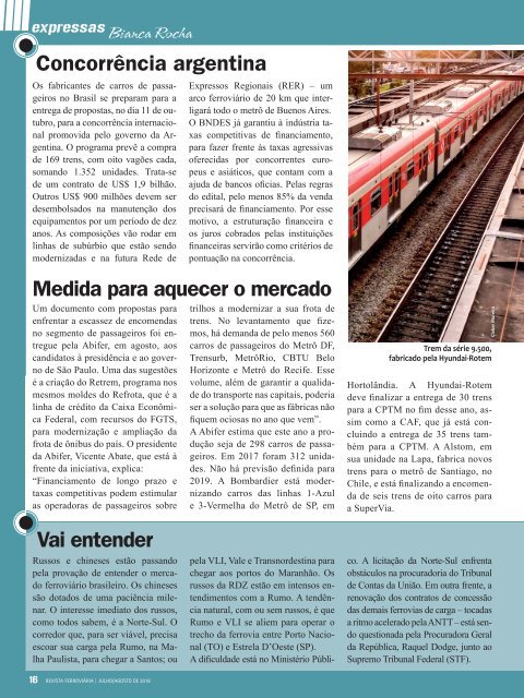 Revista Ferroviária Edição de Julho/agosto 2018