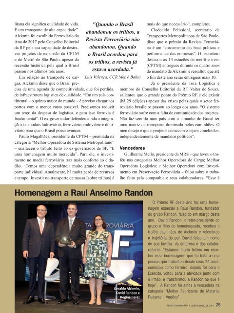 Revista Ferroviária Edição de Julho/agosto 2018