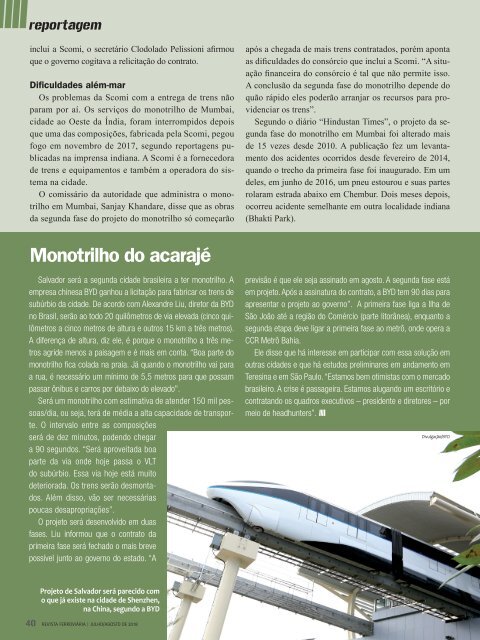 Revista Ferroviária Edição de Julho/agosto 2018