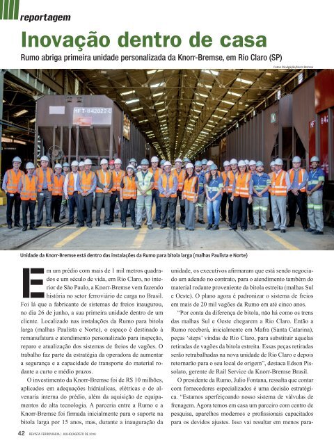 Revista Ferroviária Edição de Julho/agosto 2018