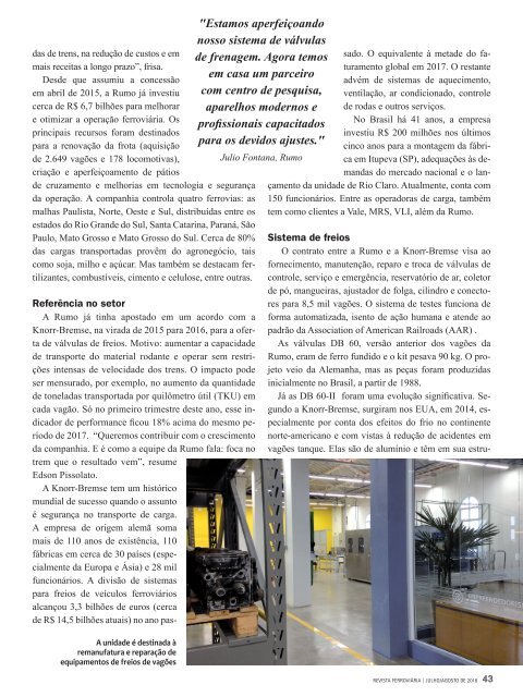 Revista Ferroviária Edição de Julho/agosto 2018