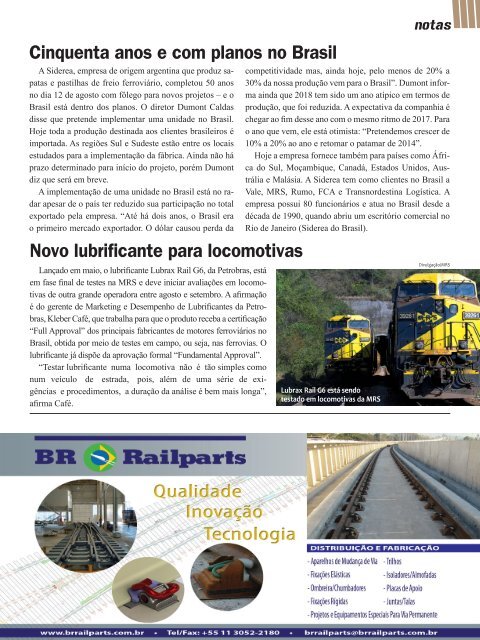 Revista Ferroviária Edição de Julho/agosto 2018