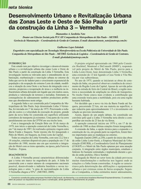 Revista Ferroviária Edição de Julho/agosto 2018