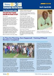 Rotary Club of Kampala North - Club Bulletin - August 20, 2018