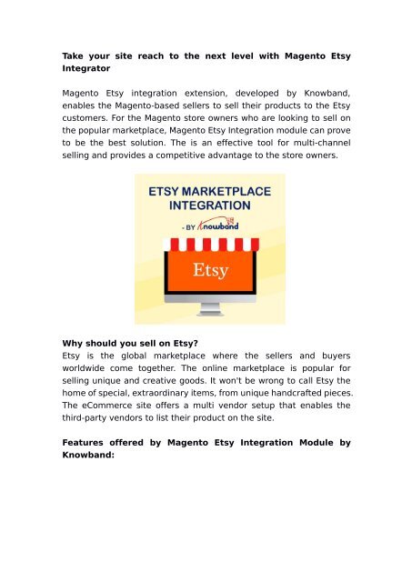 Take your site reach to the next level with Magento Etsy Integrator