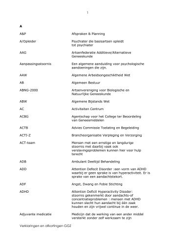 1 Verklaringen en afkortingen GGZ - Psychotheek