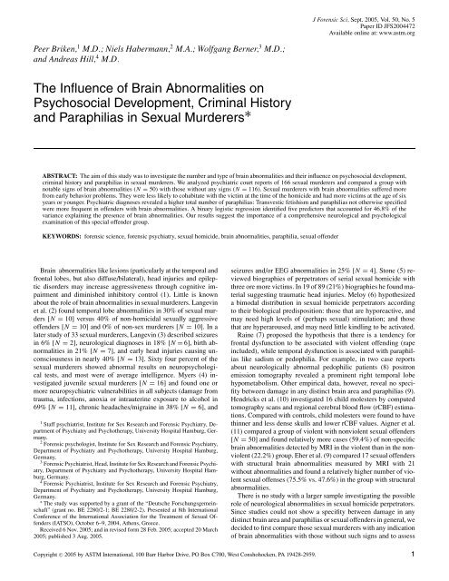 The influence of brain abnormalities on psychosocial ... - Library