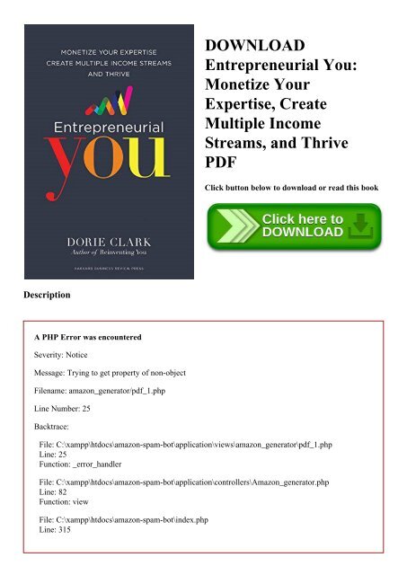 DOWNLOAD Entrepreneurial You Monetize Your Expertise  Create Multiple Income Streams  and Thrive PDF