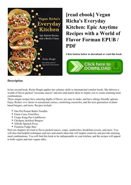 Read Ebook Vegan Richa S Everyday Kitchen Epic Anytime Recipes With A World Of Flavor Forman Epub