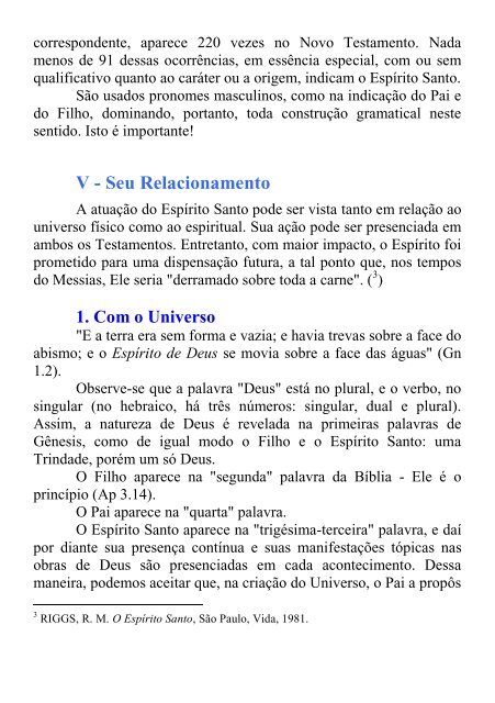 A Existencia e a Pessoa do Espirito Santo - Severino Pedro da Silva