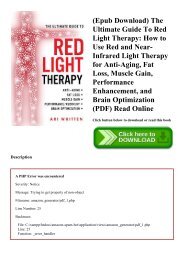 (Epub Download) The Ultimate Guide To Red Light Therapy How to Use Red and Near-Infrared Light Therapy for Anti-Aging  Fat Loss  Muscle Gain  Performance Enhancement  and Brain Optimization (PDF) Read Online