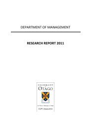 2011 Research Report - School of Business, University of Otago ...