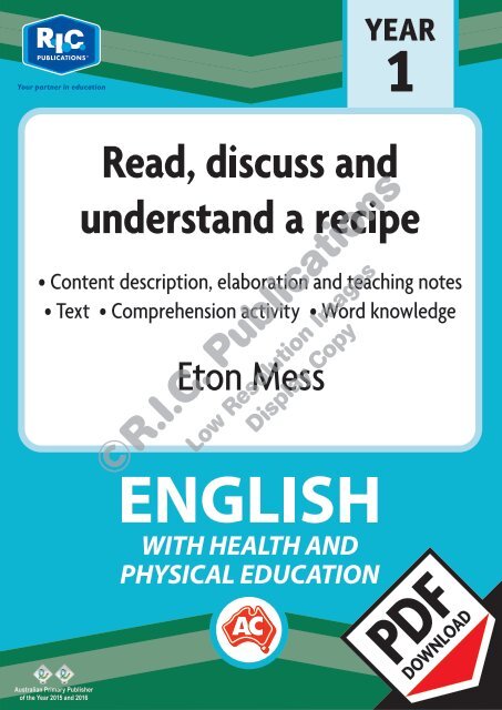 RIC-30008 Eton Mess - Read discuss and understand a recipe