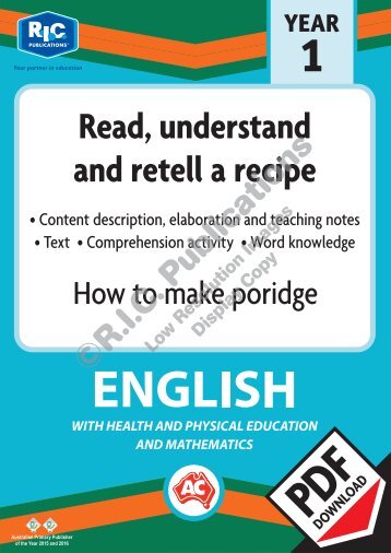 RIC-30016 How to make porridge - read understand and retell a recipe