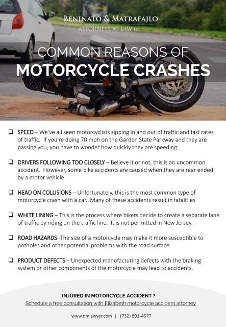 Common Reasons Of Motorcycle Crashes