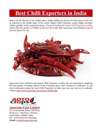 Best Chilli Exporters in India