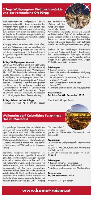 Komet Reisen Herbstfolder Busreisen 2018/2019