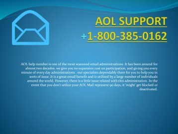 Aol Support Number- 1-800-385-0162  Customer Tollfree Service