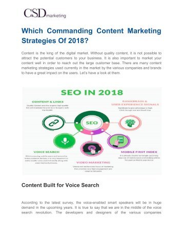 Which Commanding Content Marketing Strategies Of 2018?