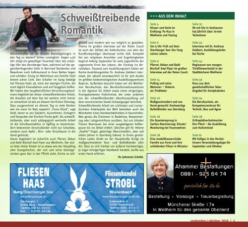 Tassilo, Ausgabe September/Oktober 2018 - Das Magazin rund um Weilheim und die Seen