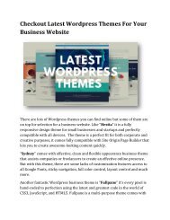Checkout Latest Wordpress Themes For Your Business Website