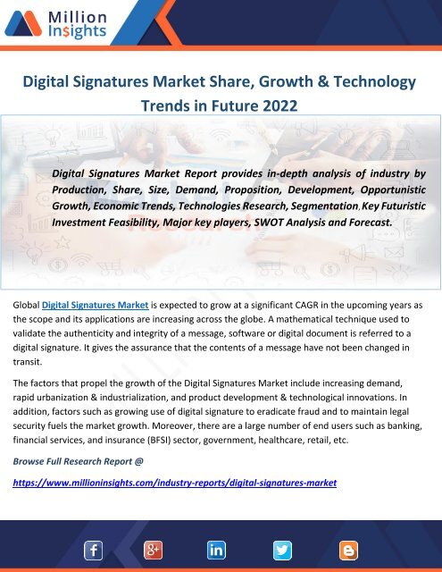 Digital Signatures Market Share Growth Amp Amp Technology Trends In Future 2022 Digital Trends Report 2022