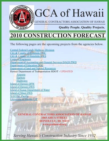 Cover 2010 - General Contractors Association of Hawaii