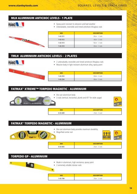 Stanley handtools catalogue