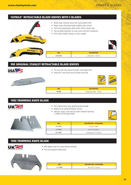 Stanley handtools catalogue