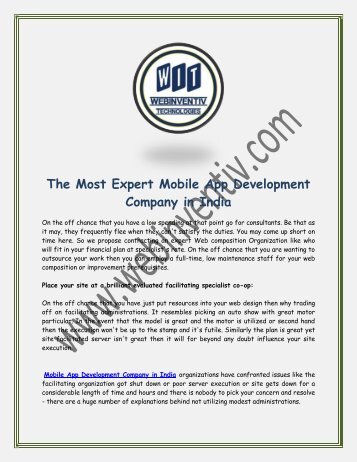 The Most Expert Mobile App Development Company in India 