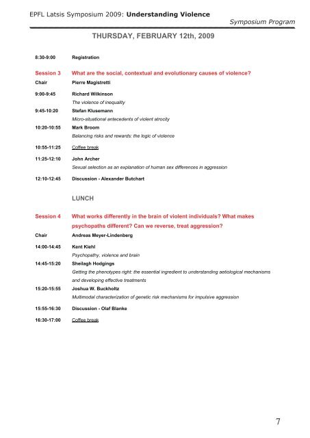 Program & Abstract Book - EPFL Latsis Symposium 2009