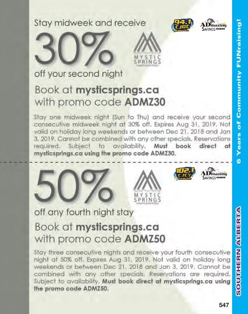 South Alberta - 2018/19 ADMAZING SAVINGS COUPON BOOKS