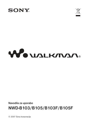 Sony NWD-B105F - NWD-B105F Istruzioni per l'uso Sloveno