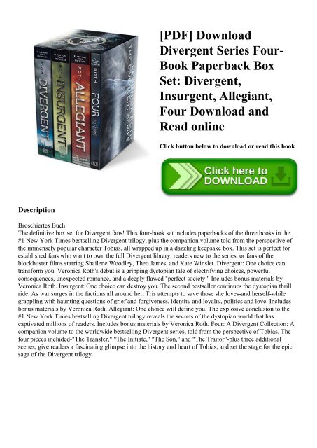 [PDF] Download Divergent Series Four-Book Paperback Box Set Divergent  Insurgent  Allegiant  Four Download and Read online