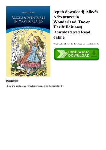 {epub download} Alice's Adventures in Wonderland (Dover Thrift Editions) Download and Read online