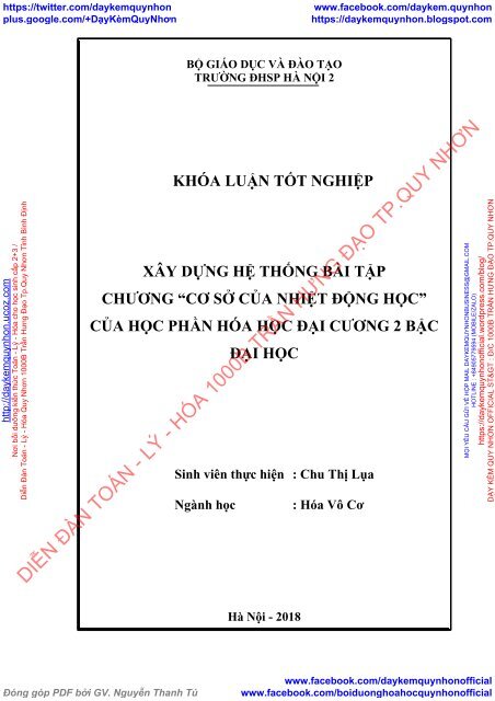 Xay Dựng Hệ Thống Bai Tập Chương Cơ Sở Của Nhiệt động Học Của Hoa Học