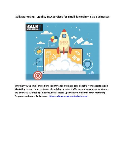 Salk Marketing - Quality SEO Services for Small and Medium-Size Businesses