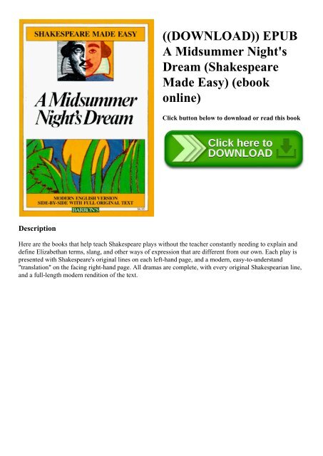 ((DOWNLOAD)) EPUB A Midsummer Night's Dream (Shakespeare Made Easy) (ebook online)