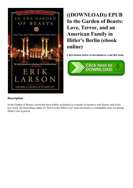 Download Epub In The Garden Of Beasts Love Terror And An