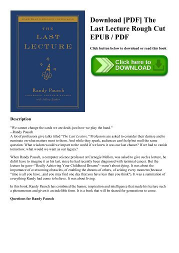Download [PDF] The Last Lecture Rough Cut EPUB  PDF