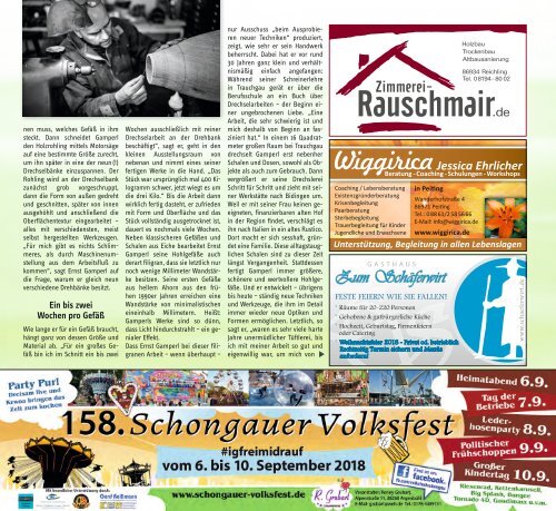 Altlandkreis Ausgabe September/Oktober 2018 - Das Magazin für den westlichen Pfaffenwinkel