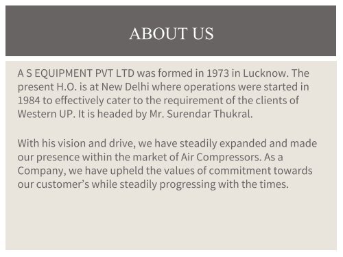 AS Equipment- Authorized Dealer of ELGI Air Compressors