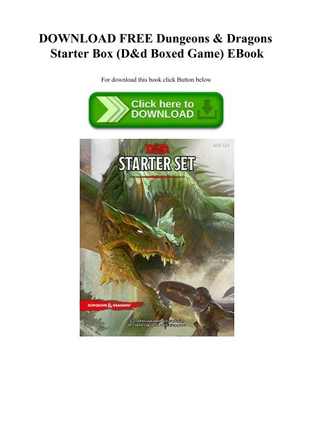 DOWNLOAD FREE Dungeons & Dragons Starter Box (D&d Boxed Game) EBook