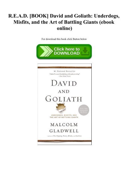 R.E.A.D. [BOOK] David and Goliath Underdogs  Misfits  and the Art of Battling Giants (ebook online)